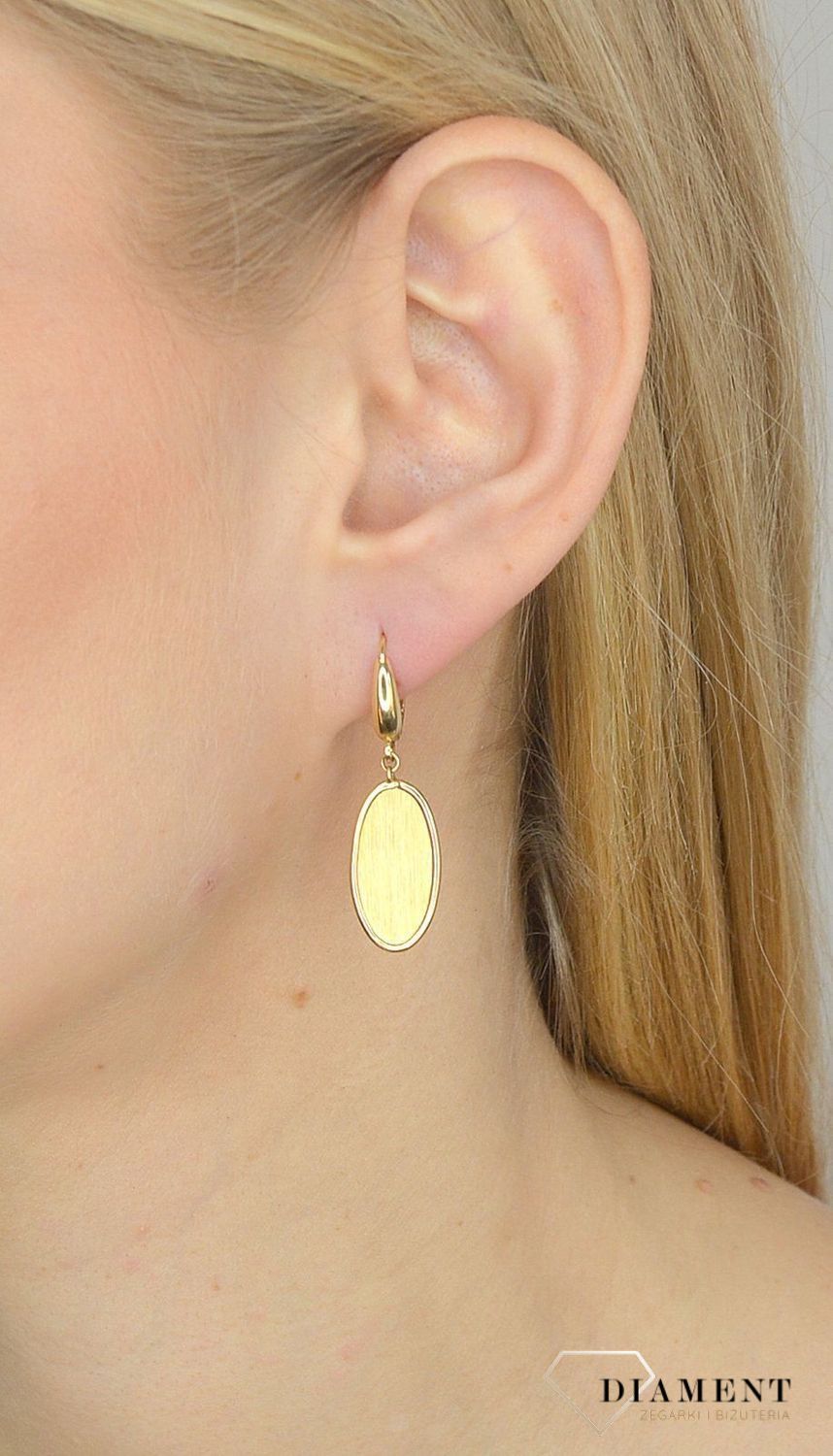 Złote kolczyki owalne, matowe Dall'Acqua Gold KS1 AG 090.jpg